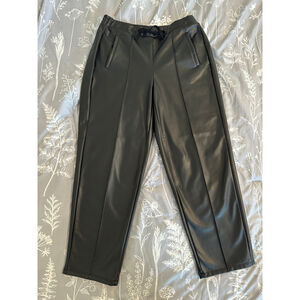 Women's Simply Vera Vera Wang Black Faux Leather Joggers M